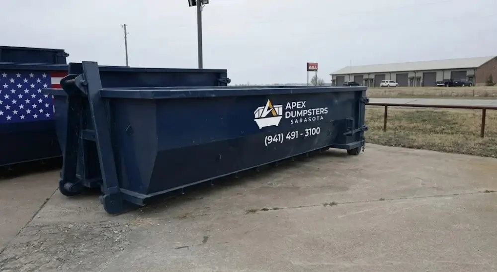 Apex Dumpsters Sarasota branded container side view