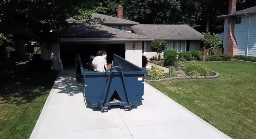 Residential dumpster placed in driveway